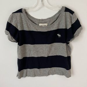 Abercrombie Kids Girls Striped Short Sleeve Cropped Tee Shirt Size XL